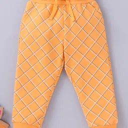 Babyoye 100% Cotton Terry Full Length Lounge Pants Checks Print- Yellow-picture-15