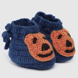 MayRa Knits Bear Detail Hand Knitted Booties - Blue-picture-19