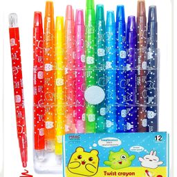 FunBlast Twist Crayons for Kids 12 Pcs Crayon Set with Coloring Book - Multicolor-20