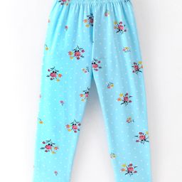 Fido Cotton Jersey  Full Length Leggings Floral Printed - Sky Blue-image-6