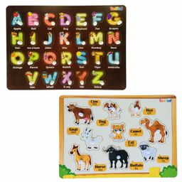 TodFod Wooden 4 in 1 English Alphabets & Pet Animal Puzzle 2 Pieces -  Multicolour-17