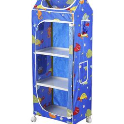 Little One's  4 Plastic Shelves Baby Foldable Wardrobe - Blue-14