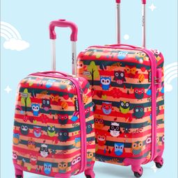 Babyhug Trolley Bag Owl Print Pack of 2 Dark Pink -18 & 20 Inches-image-15