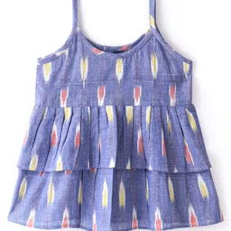 JAV Creations  Sleeveless Ikat  Designed Peplum Layered Top -  Blue-picture-27