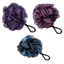 COZY VIBES Shower Bath Sponge,Shower Loofahs Balls for Body Wash Bathroom Men Women- Mesh Puffs Sponges,Scrubber Exfoliating for Silky Skin,Full Cleanse-SET OF 3 -COLOR MAY VARY-68
