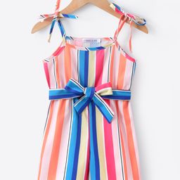 Mark & Mia Sleeveless Striped Jumpsuit With Waist Tie Up - Multicolor-image-90