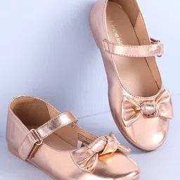 Pine Kids Velcro Closure Ballerina with Bow Applique - Golden-picture-34