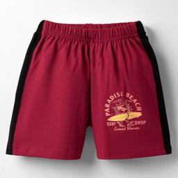 Taeko Single Jersey Knit Knee Length Shorts With Surfing Print - Dark Red-image-96