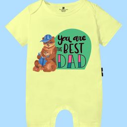 The Peppy Tend 100% Cotton Fathers Day Theme Half Sleeves You Are The Best Dad Text Printed Romper - Yellow-picture-0
