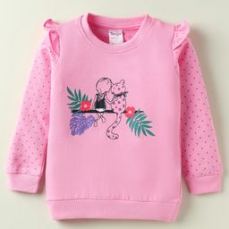 Tango Looper Knit Full Sleeves T-Shirt with Polka Dot & Animal Print - Pink-picture-4