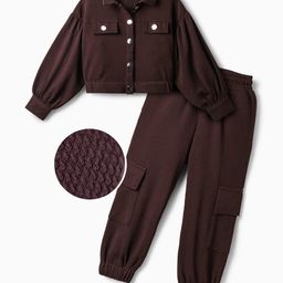 OLLINGTON ST. Waffle Knit Full Sleeves Solid Shirt Top & Waffle Joggers - Brown-picture-19