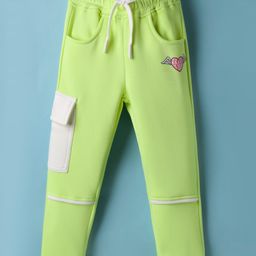 Olio Kids Knit Full Length Fleece Pant with Heart Print & Cargo Pocket - Dark Purple-picture-25