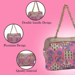 Kuber Industries Checked Structured Handheld Bag image 4