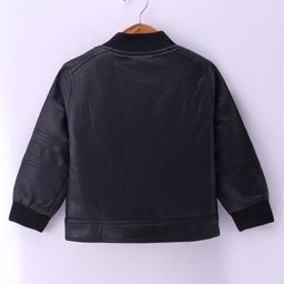 Ruff Full Sleeves Front Open Leather Jacket With Patch Detailing - Black image 2