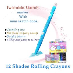 FunBlast Twist Crayons for Kids 12 Pcs Crayon Set with Coloring Book - Multicolor image 4