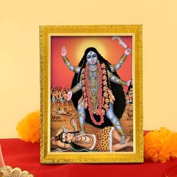 Art Street Blue & Pink Goddess Divine Devi Kali Maan Religious Wooden Wall Art-image-89