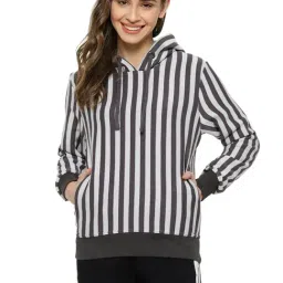 Campus Sutra White & Grey Striped Sweatshirt-picture-30