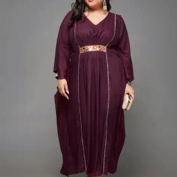 Miss Chase A+ Wine Embroidered Maxi Dress-image-54