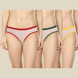 AROUSY Green & Red Printed Bikini Panties - Pack Of 3-2