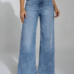 Miss Chase Light Blue Denim Solid Jeans-picture-15
