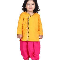 BownBee Kids Yellow Cotton Embroidered Kurta & Dhoti-image-75