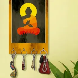 999Store Yellow & Brown MDF  Key Holder - Set of 1-30