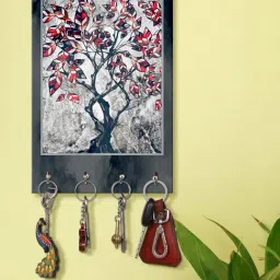 999Store Grey & Red MDF  Key Holder - Set of 1-2