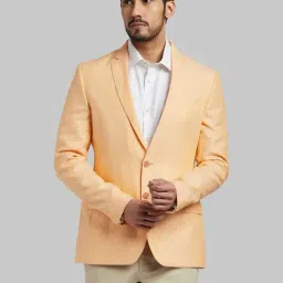 Parx Light Orange Full Sleeves Notched Lapel Blazer-27