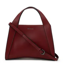 Miraggio Maroon Solid Medium Handbag-22