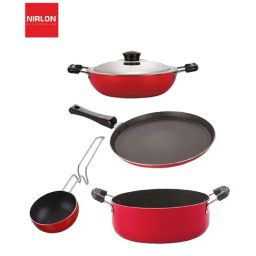 Nirlon Red Aluminium Non-Stick Heat Resistance Cookware - Set of 4-27
