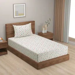 Swayam Zinnia Geometric Green 240 TC Cotton Single Bed Sheet with 1 Pillow Cover-image-13