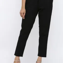 YASH GALLERY Black Mid Rise Pants-image-46