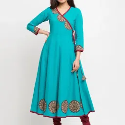 YASH GALLERY Blue Printed A Line Kurta-picture-0