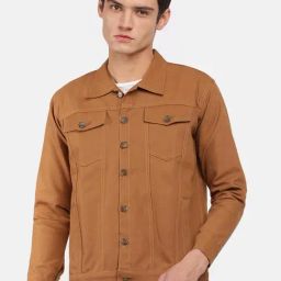 VOXATI Brown Full Sleeves Shirt Collar Denim Jacket-image-72
