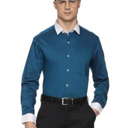 The Formal Club Dark Teal Blue Comfort Fit Shirt-image-35