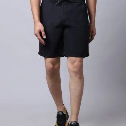 Cantabil Black Cotton Regular Fit Shorts-image-73