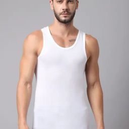 Cantabil White Cotton Regular Fit Vest-image-49
