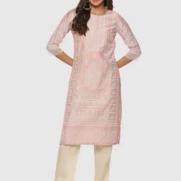 Biba Pink Printed Straight Kurta-picture-43