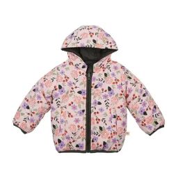 Mee Mee Kids Pink & Purple Floral Print Full Sleeves Reversible Jacket-image-4