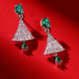 Priyaasi Green American Diamond Studded Drop Earring-image-96