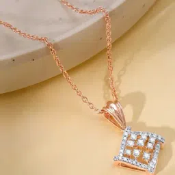 GIVA 18k Rose Gold Enigma Lab Grown Diamond Pendant-image-5