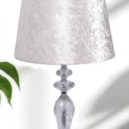 AARVI DECOR STUDIO Silver-Toned Metal Textured Frustum Shaped Table Lamp-image-1