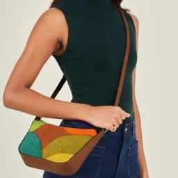 Accessorize London Brown Color Block Sling Handbag image 2