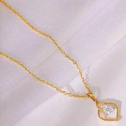 GIVA 18k Yellow Gold Sparkling Clover Lab Grown Diamond Pendant-image-36