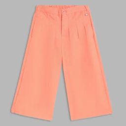 Blue Giraffe Girls Peach Cotton Solid Trouser-image-79