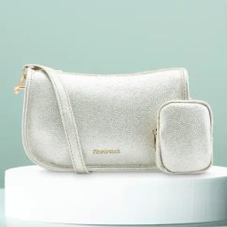 Fastrack Silver Textured Medium Shoulder Handbag with Pouch-14
