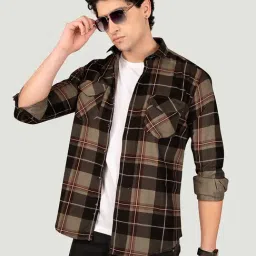 ALMATY Green Slim Fit Checks Shirt-picture-0
