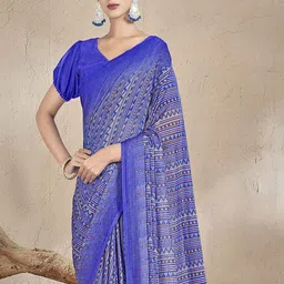 Reboot Fashions Pure Chiffon Block Print Saree image 3