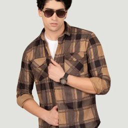 ALMATY Yellow Slim Fit Checks Shirt-image-87