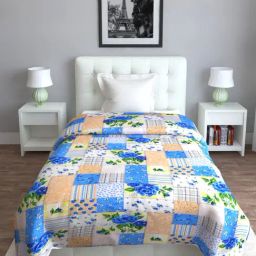 Romee Blue Cotton Floral Blankets Quilts and Dohars-image-66